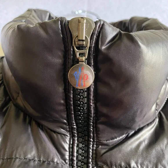 Moncler Maya Puffer Jacket Men's 5 Black Shiny Glossy Down Coat - Picture 9 of 16